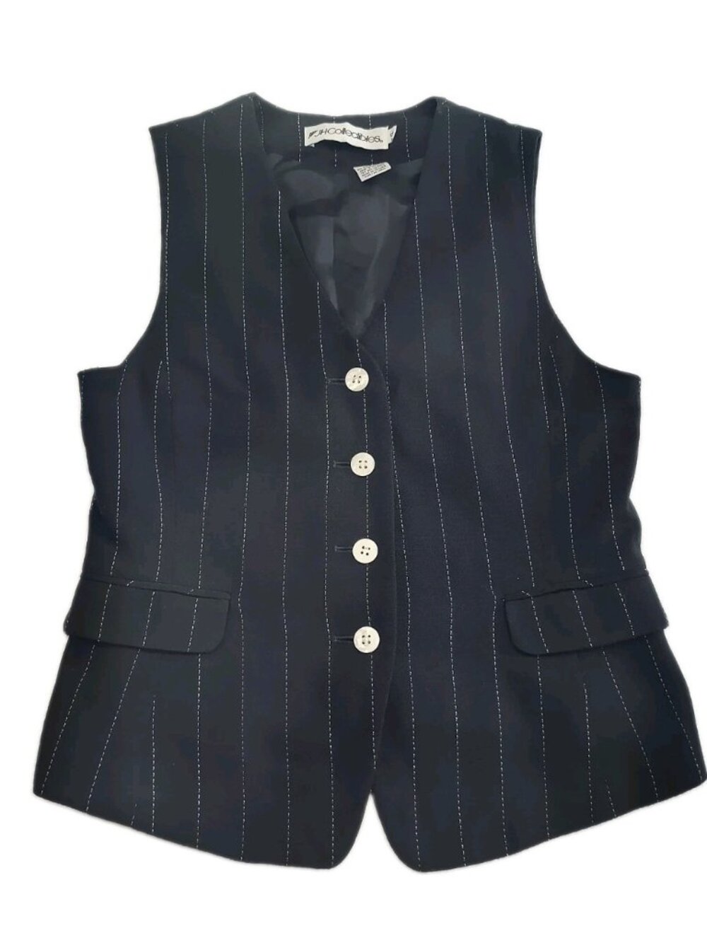 Vintage JH Collectibles Wool Pinstripe Career Vest Women’s Size 4 Navy